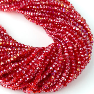 Cristalli Rondella Rosso Chiaro Transparente Aurora Boreale 3mm - Filo da 40 cm | Sarobidy