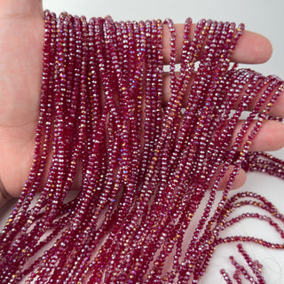 Cristalli Rondella Bordeaux Transparente Aurora Boreale 3mm - Filo da 40 cm | Sarobidy