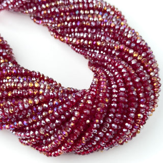 Cristalli Rondella Bordeaux Transparente Aurora Boreale 3mm - Filo da 40 cm | Sarobidy