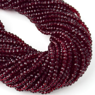 Cristalli Rondella Rosso Scuro Trasparente 3mm - Filo da 40 cm | Sarobidy