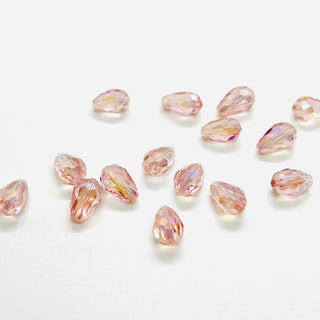 cristalli goccia colore trasparente rosa anticato boreale 11 mm x 8 mm - 14pz