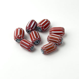 Perline Chevron Rosso e Nero 14mm - 8 pz