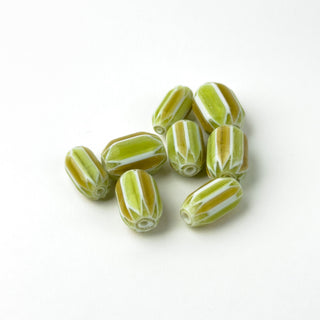 Perline Chevron Verde e Giallo 14mm - 8 pz