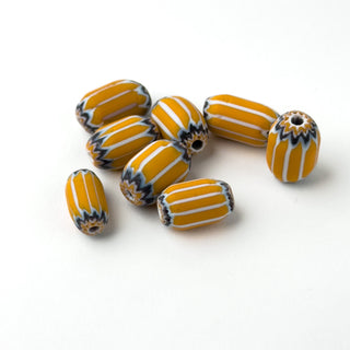 Perline Chevron Arancione e Blu 14mm - 8 pz