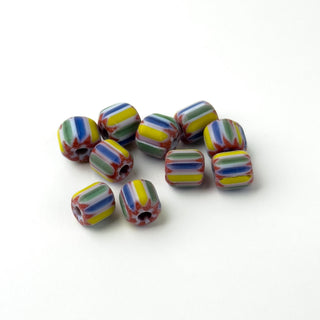 Perline Chevron Blu, Giallo, Verde e Rosso 8mm - 10 pz
