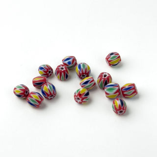 Perline Chevron Blu, Giallo, Verde e Rosso 6mm - 15 pz