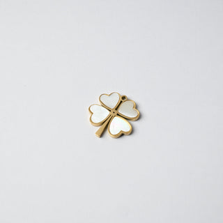 Ciondolo in Acciaio Placcato Oro 14k - Quadrifoglio con Madreperla 15mm