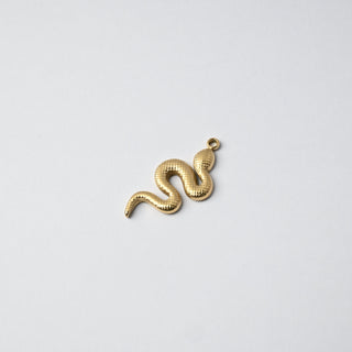 Ciondolo in Acciaio Placcato Oro 14k - Serpente 20x10mm