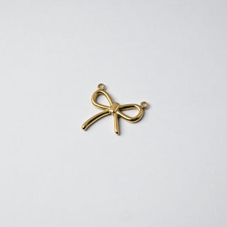 Ciondolo in Acciaio Placcato Oro 14k - Fiocco con Doppio Anello 13x10mm