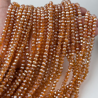 Cristalli Rondella Ambra Trasparente Perlato 6mm - Filo da 40 cm | Sarobidy