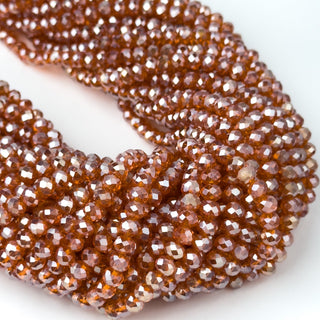 Cristalli Rondella Marrone Rossiccio Trasparente Perlato 6mm - Filo da 40 cm | Sarobidy