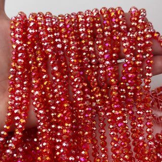 Cristalli Rondella Rosso Trasparente Riflessi Oro 6mm - Filo da 40 cm | Sarobidy