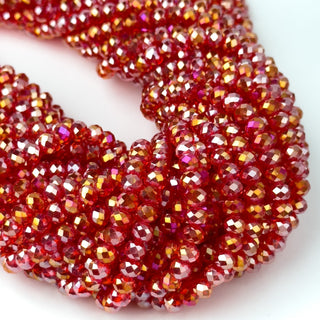 Cristalli Rondella Rosso Trasparente Riflessi Oro 6mm - Filo da 40 cm | Sarobidy