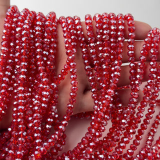 Cristalli Rondella Rosso Fragola Trasparente Perlato 6mm - Filo da 40 cm | Sarobidy