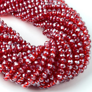 Cristalli Rondella Rosso Fragola Trasparente Perlato 6mm - Filo da 40 cm | Sarobidy
