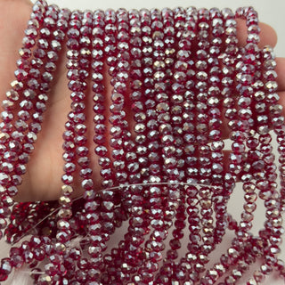 Cristalli Rondella Rosso Rubino Trasparente Perlato 6mm - Filo da 40 cm | Sarobidy