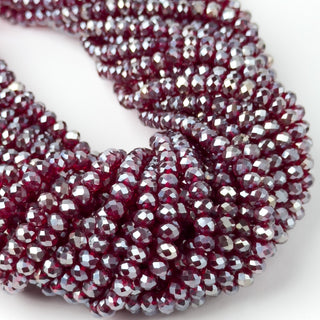 Cristalli Rondella Rosso Rubino Trasparente Perlato 6mm - Filo da 40 cm | Sarobidy