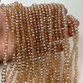 Cristalli Rondella Rosa Antico Trasparente Perlato 6mm - Filo da 40 cm | Sarobidy