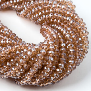 Cristalli Rondella Rosa Antico Trasparente Perlato 6mm - Filo da 40 cm | Sarobidy