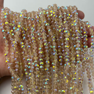 Cristalli Rondella Beige Trasparente Aurora Boreale Doppia 6mm - Filo da 40 cm | Sarobidy