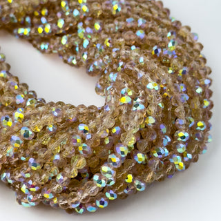 Cristalli Rondella Beige Trasparente Aurora Boreale Doppia 6mm - Filo da 40 cm | Sarobidy