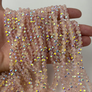 Cristalli Rondella Rosa Trasparente Aurora Boreale Doppia 6mm - Filo da 40 cm | Sarobidy