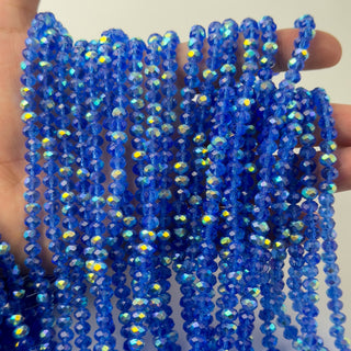 Cristalli Rondella Blu Elettrico Trasparente Aurora Boreale Doppia 6mm - Filo da 40 cm | Sarobidy