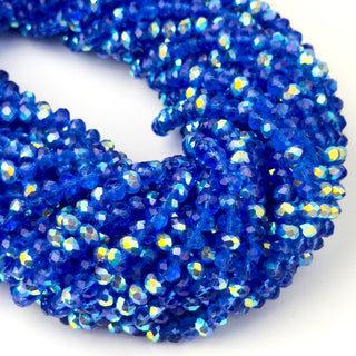 Cristalli Rondella Blu Elettrico Trasparente Aurora Boreale Doppia 6mm - Filo da 40 cm | Sarobidy