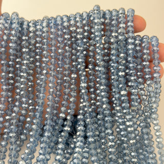 Cristalli Rondella Blu Avio Trasparente Perlato 6mm - Filo da 40 cm | Sarobidy