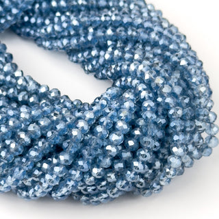 Cristalli Rondella Blu Avio Trasparente Perlato 6mm - Filo da 40 cm | Sarobidy