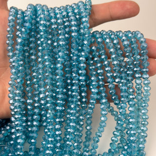 Cristalli Rondella Blu Pavone Trasparente Perlato 6mm - Filo da 40 cm | Sarobidy