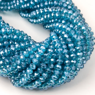 Cristalli Rondella Blu Pavone Trasparente Perlato 6mm - Filo da 40 cm | Sarobidy