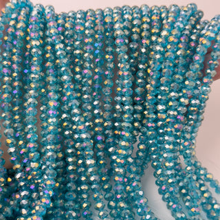 Cristalli Rondella Acquamarina Trasparente Aurora Boreale 6mm - Filo da 40 cm | Sarobidy