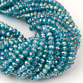 Cristalli Rondella Acquamarina Trasparente Aurora Boreale 6mm - Filo da 40 cm | Sarobidy