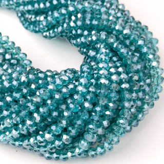 Cristalli Rondella Turchese Trasparente Perlato 6mm - Filo da 40 cm | Sarobidy