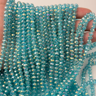 Cristalli Rondella Turchese Trasparente Aurora Boreale 6mm - Filo da 40 cm | Sarobidy