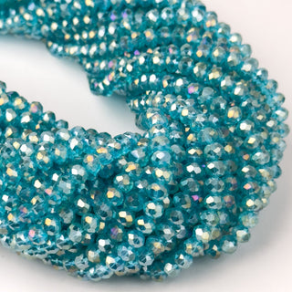 Cristalli Rondella Turchese Trasparente Aurora Boreale 6mm - Filo da 40 cm | Sarobidy
