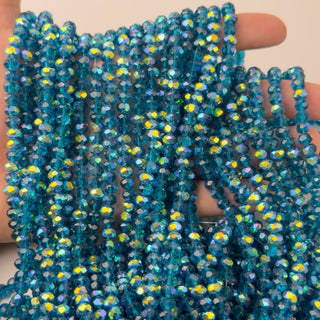 Cristalli Rondella Blu Trasparente Aurora Boreale Doppia 6mm - Filo da 40 cm | Sarobidy