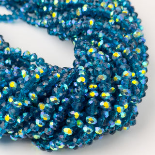 Cristalli Rondella Blu Trasparente Aurora Boreale Doppia 6mm - Filo da 40 cm | Sarobidy