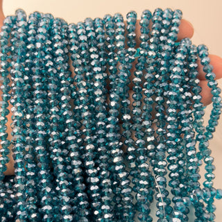 Cristalli Rondella Blu Petrolio Trasparente Perlato 6mm - Filo da 40 cm | Sarobidy
