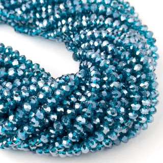 Cristalli Rondella Blu Petrolio Trasparente Perlato 6mm - Filo da 40 cm | Sarobidy