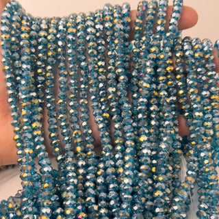Cristalli Rondella Blu Petrolio Trasparente Aurora Boreale 6mm - Filo da 40 cm | Sarobidy
