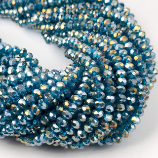 Cristalli Rondella Blu Petrolio Trasparente Aurora Boreale 6mm - Filo da 40 cm | Sarobidy