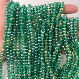 Cristalli Rondella Verde Trasparente Riflessi Oro 6mm - Filo da 40 cm | Sarobidy