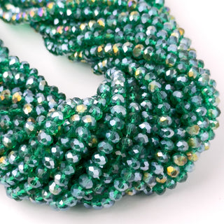 Cristalli Rondella Verde Trasparente Riflessi Oro 6mm - Filo da 40 cm | Sarobidy
