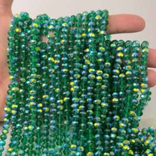 Cristalli Rondella Verde Trasparente Aurora Boreale Doppia 6mm - Filo da 40 cm | Sarobidy