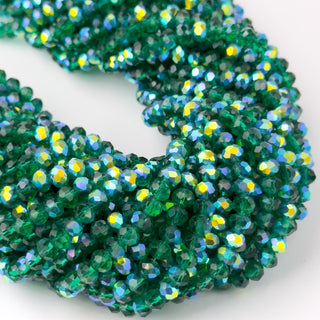 Cristalli Rondella Verde Trasparente Aurora Boreale Doppia 6mm - Filo da 40 cm | Sarobidy