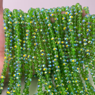 Cristalli Rondella Verde Chiaro Trasparente Aurora Boreale Doppia 6mm - Filo da 40 cm | Sarobidy