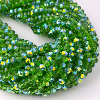Cristalli Rondella Verde Chiaro Trasparente Aurora Boreale Doppia 6mm - Filo da 40 cm | Sarobidy