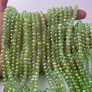 Cristalli Rondella Verde Lime Trasparente Aurora Boreale 6mm - Filo da 40 cm | Sarobidy